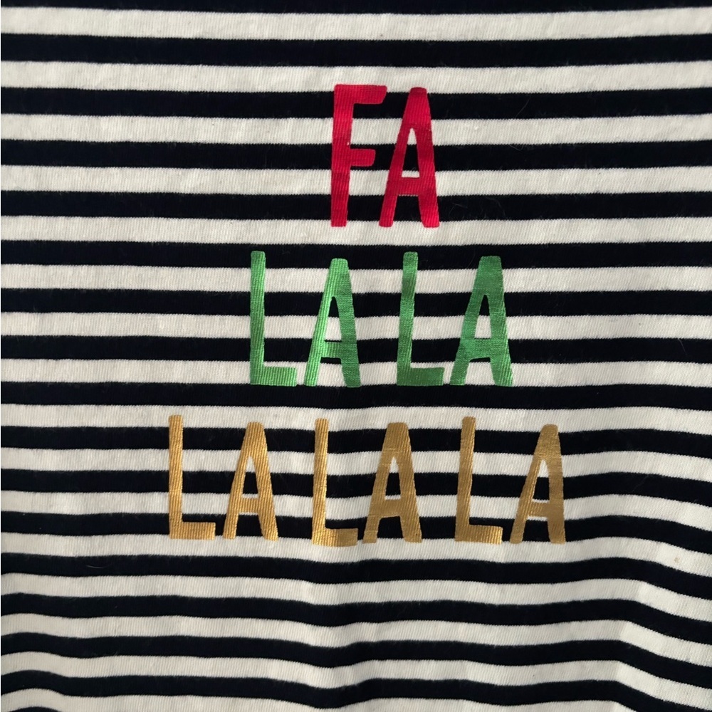 Talbots Christmas Navy and White Striped long sleeve top